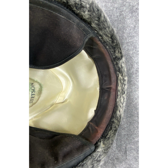 Stetson Hat Mens Grey Fedora Faux Fur Ear Flaps 1930s 40s German Hunting Pin - Picture 11 of 15